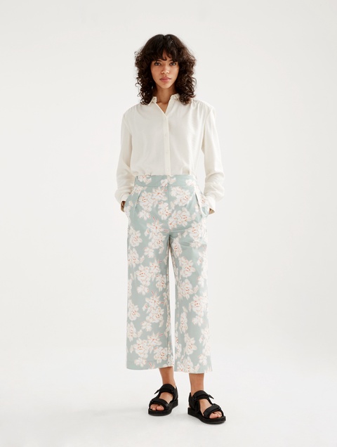 送・関税負担なし◆ERDEM◆ 花柄シルクワイドレッグパンツ レディース プリントワイドレッグパンツ ZHFAH52 - AIGLE