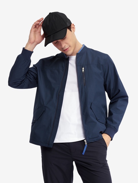 【試着のみ】AIGLE ブルゾン ネイビー 撥水 スタンドカラー ショート丈ブルゾン | AIGLE/エーグル