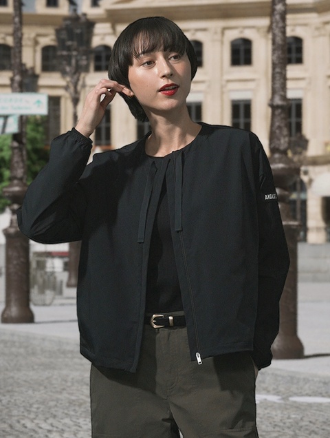 AIGLE - AIGLE(エーグル) ブルゾン サイズ36 S レディース美品  - ダークネイビー 長袖/キルティング/中綿/収納袋付き/春/秋 レディース 透湿防水 パッカブルロングフーデッドジャケット