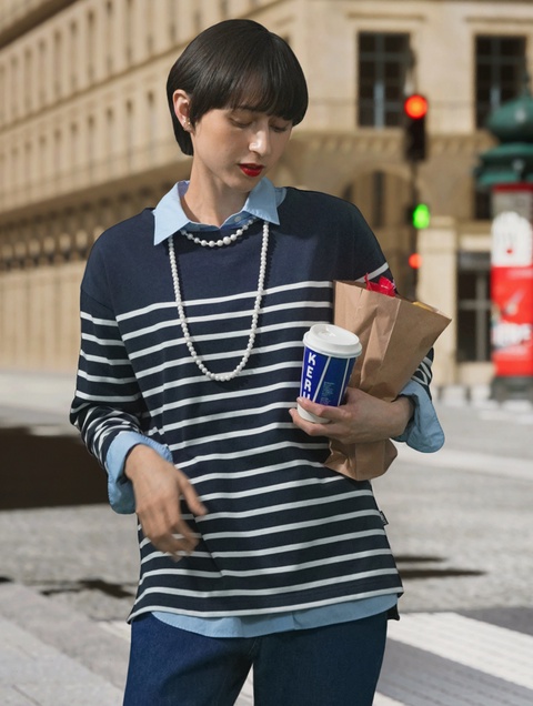 レディース ロングスリーブストライプTシャツ RP OTFBJ46 - AIGLE