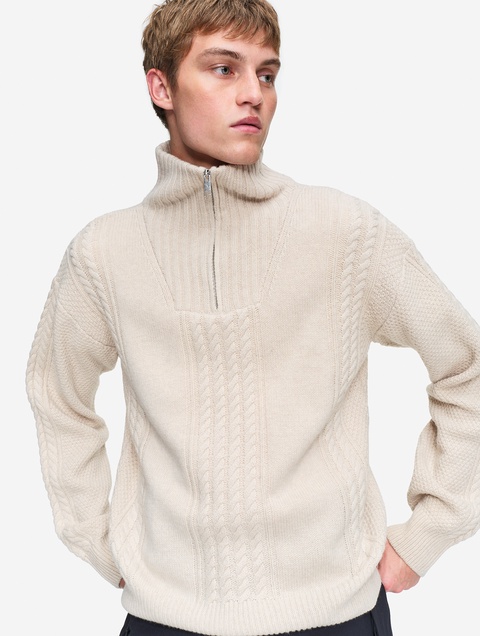 メンズ Made in France ストライプクルーネックセーター ZAHAI25