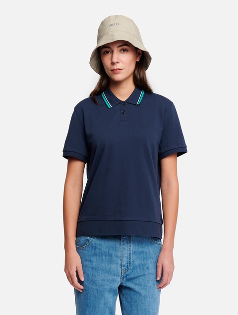レディース UVカット ストライプ 半袖ポロシャツ ZPFBT73 - AIGLE